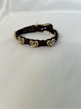 Brighton Brown Braided Bracelet with Silver Heart Charms